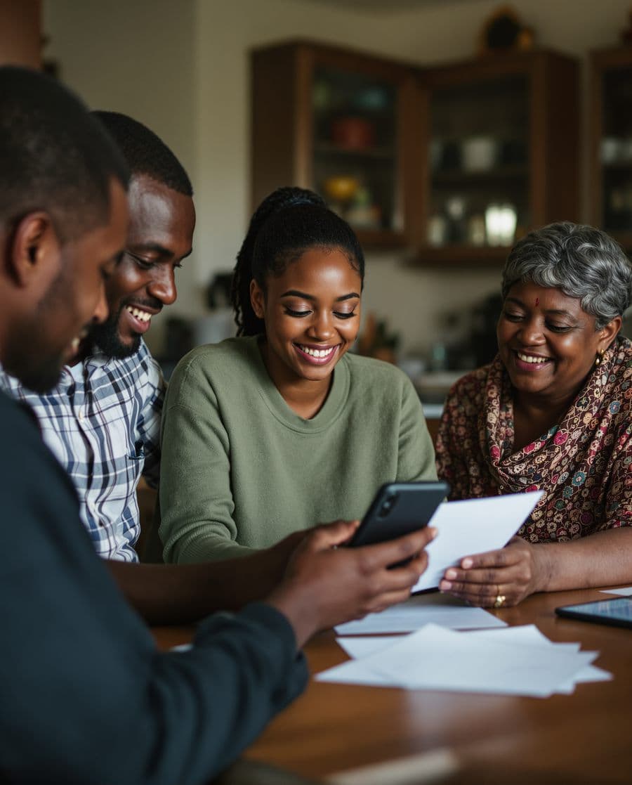 A family chipping in for a daughter's university fees