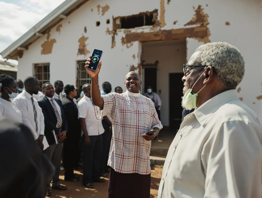 Congregation members at a church building fund drive